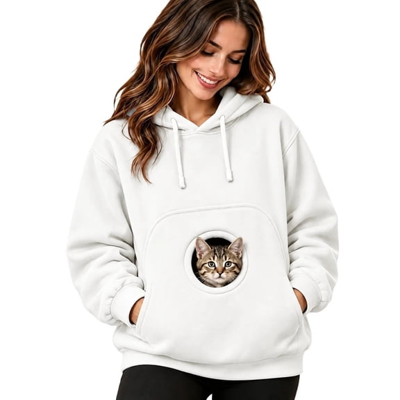 Unisex Pet Pouch Hoodie,Fall Soft Kangaroo Pullover Sweatshirt with Big Size Front Dog & Cat Carrier Hoodies