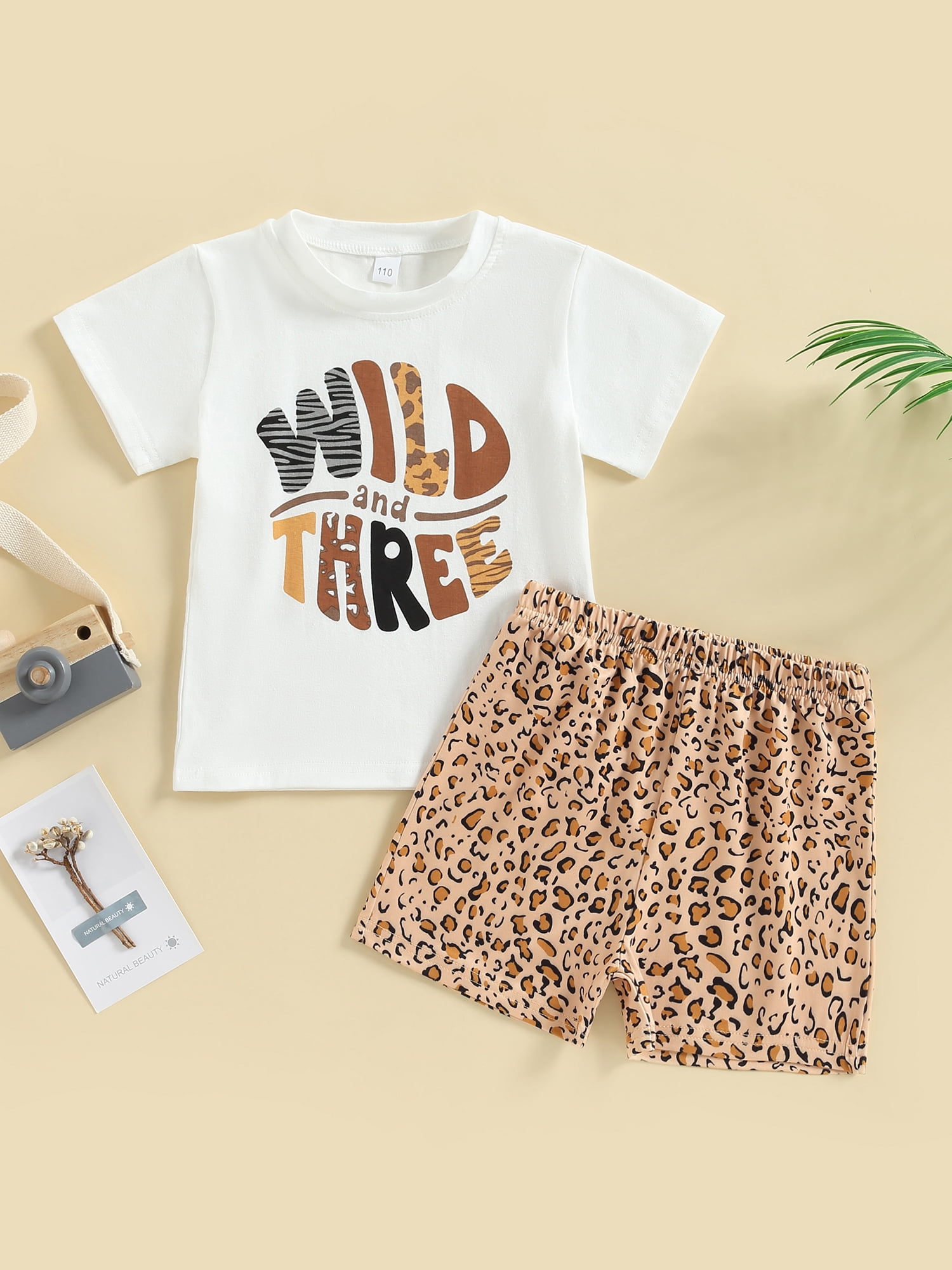 Bagilaanoe 3pcs Toddler Baby Girls Short Pants Set Letters Print Short  Sleeve T-Shirt Tops + Leopard Shorts + Hairband 2T 3T 4T 5T Kid Casual  Summer Outfits 