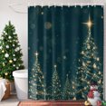 thumbnail image 3 of Small Stall Shower Curtain 48x72 Inch Narrow Half Size Christmas Trees Bath Curtains Bathroom Decor, Winter Pine Forest Gold Xmas Balls Waterproof Fabric Shower Curtain Set with Hooks 48 Inch, 3 of 8
