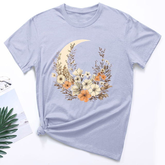 Pntutb T-Shirt à Col Rond Imprimé à Manches Courtes pour Femmes, Mode, Décontracté, Coupe Ample, Hauts