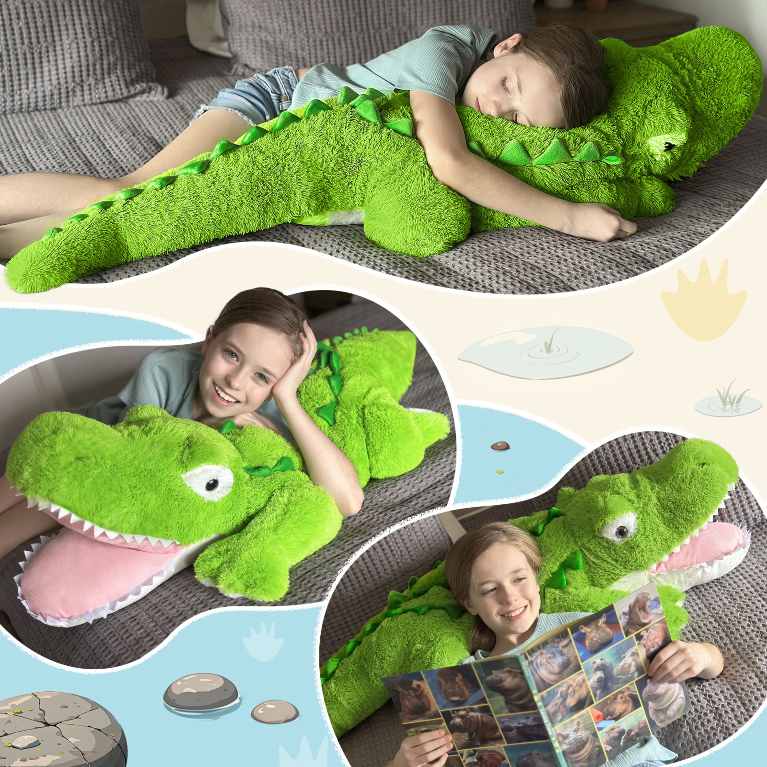 Muiteiur 51" Large Stuffed Animal Alligator Plush Crocodile Toy