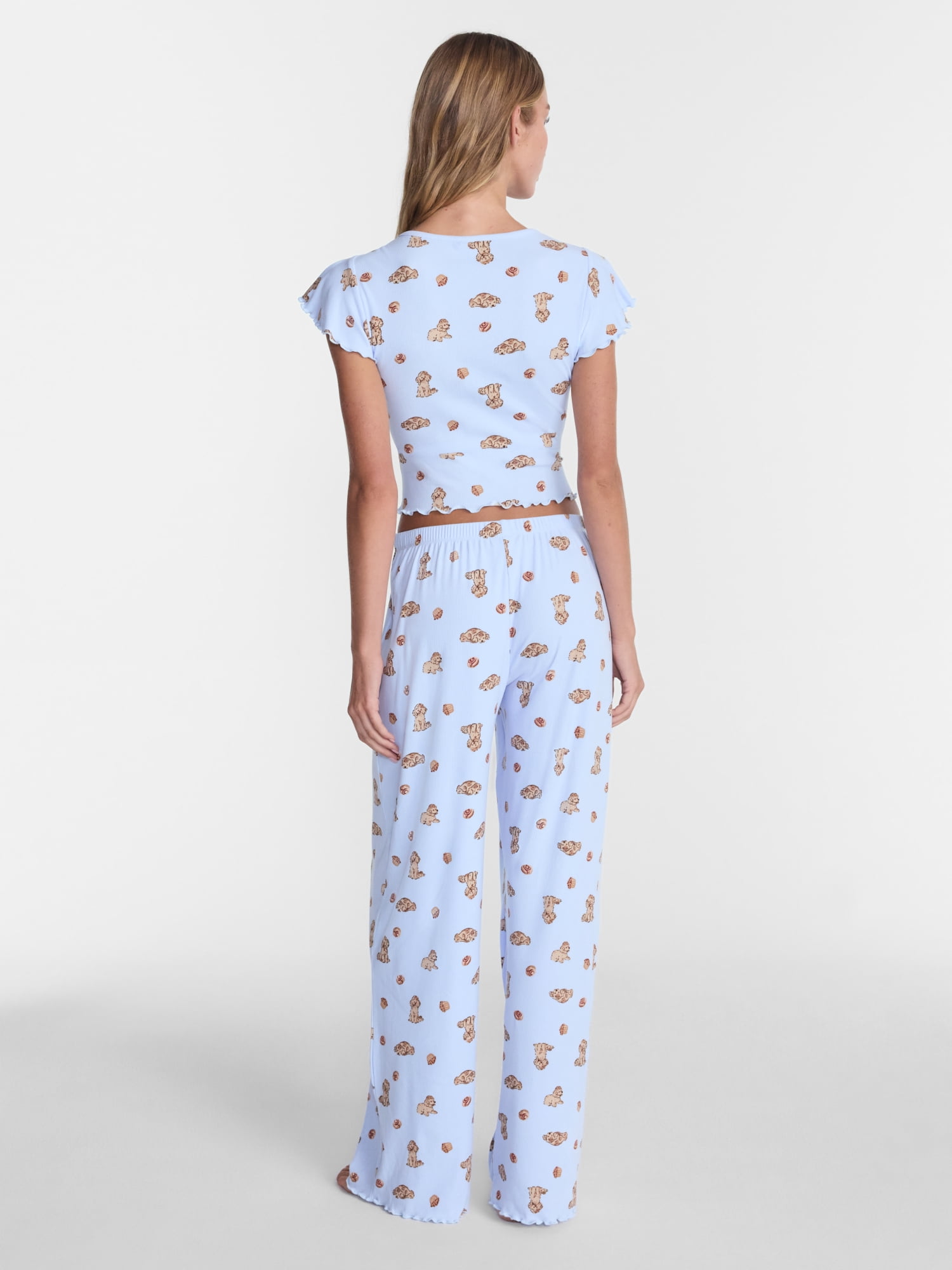 No Boundaries Henley Top and Pants Sleep Set, 2-Piece, Women's XS-XXL