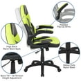 thumbnail image 3 of Flash Furniture X10 Gaming Chair, Racing Style Ergonomic Office Chair, Height Adjustable Swivel Computer Chair with Flip-Up Arms, Neon Green/Black LeatherSoft, 3 of 15
