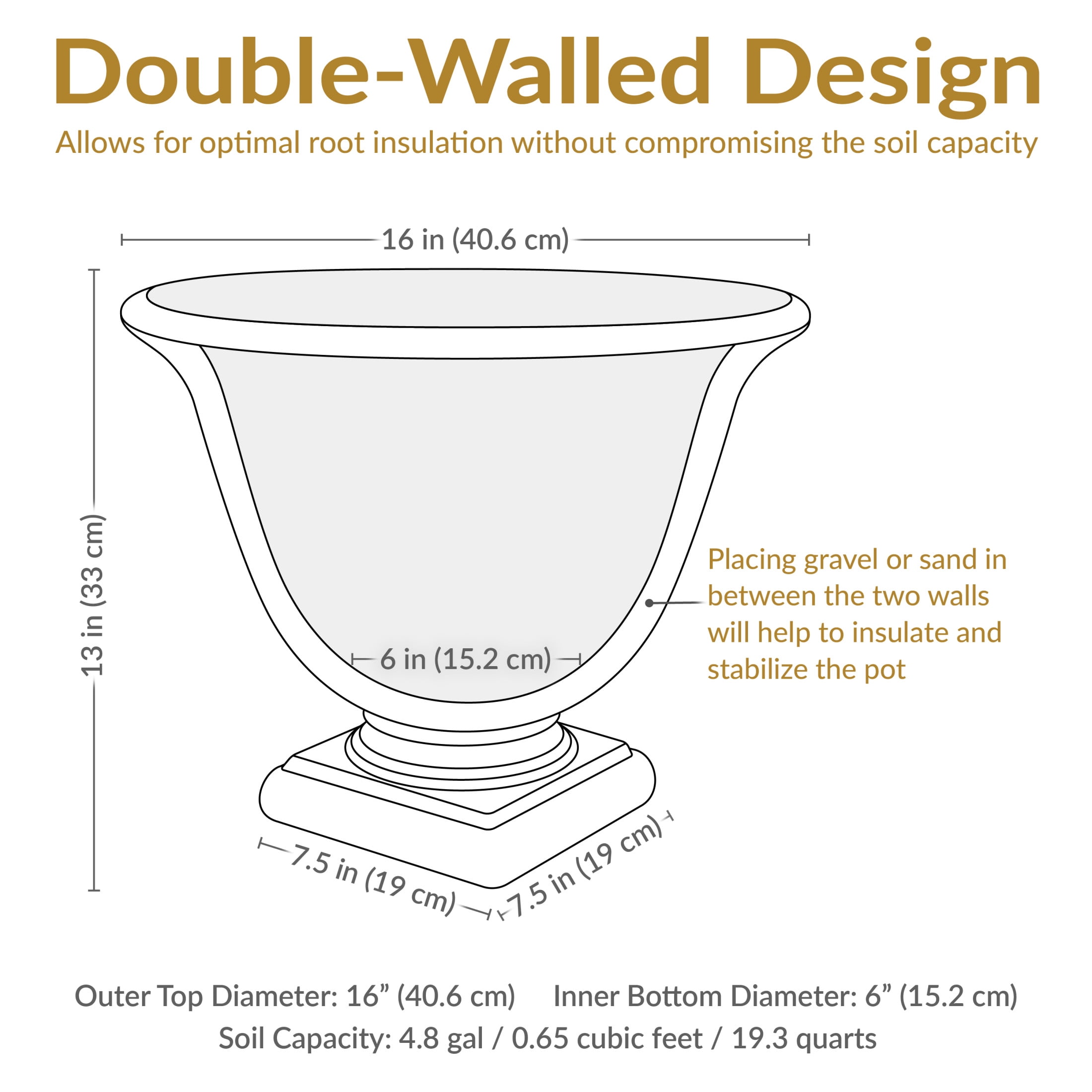 Sunnydaze Darcy 16" x 16" x 13" Round Beige Polyresin Outdoor Planter Pot 2-Count