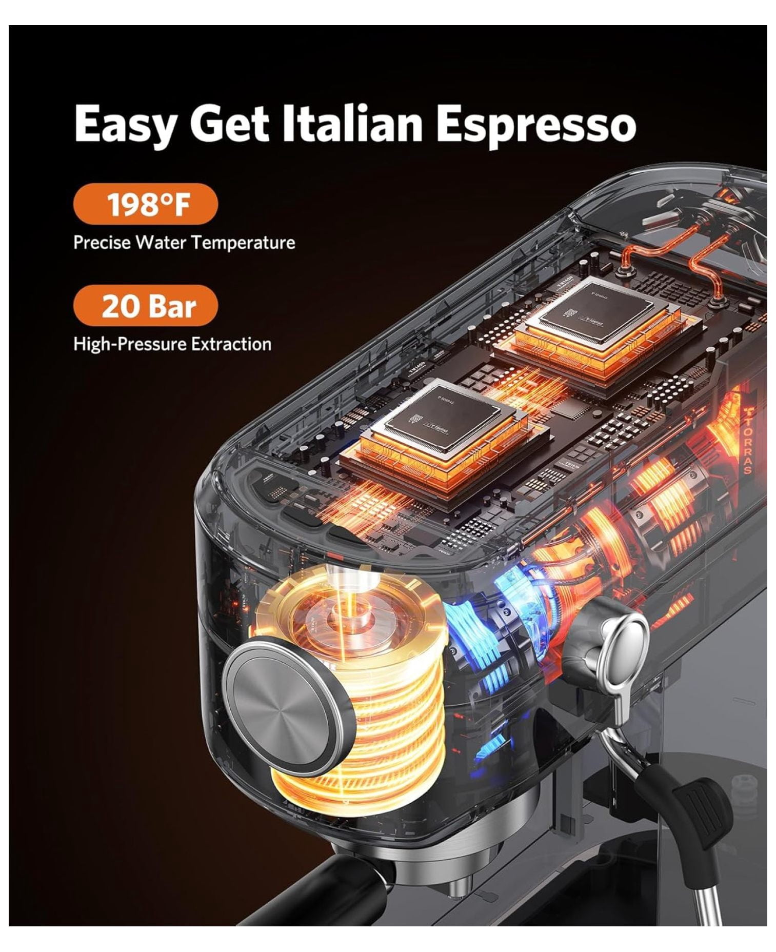Espresso Machine 20 Bar,Compact Espresso Machine with Milk Frother,Stainless Steel Coffee Maker with 40 oz Removable Water for Cappuccino,Latte