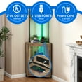 thumbnail image 2 of Dextrus Corner Bar Cabinet Modern Tall 5 Tier with Door LED Light Power Outlets Glass Holder Gray Oak 1-Pack, 2 of 9
