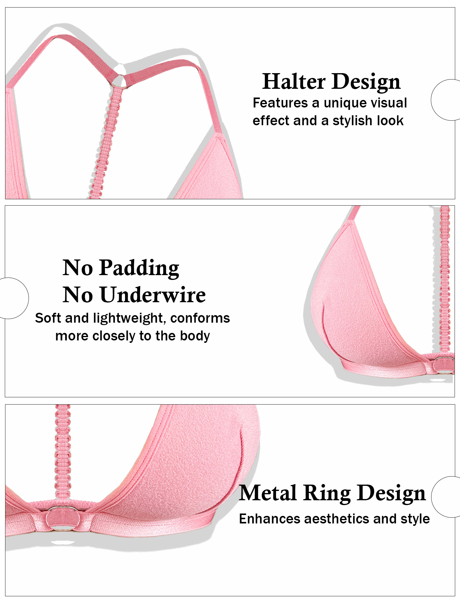 2 Piece Sexy Racerback Bras for Women Ladies Triangle Bralettes Wire-free No Padded Plunge Bra Tops Deep V Seamless Straps Bras Underwear
