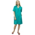 thumbnail image 5 of Bimba Women's Sleepshirt Notched Collar Turquoise Night Dress With Pockets-6, 5 of 5