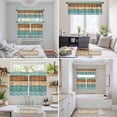 thumbnail image 6 of Farmhouse Aqua Brown Kitchen Curtains Sets for Windows 24 Inch Length, Vintage Wooden Striped Rod Pocket Window Treatments Tier Curtains and Valances Set for Bedroom/Bathroom, 6 of 8