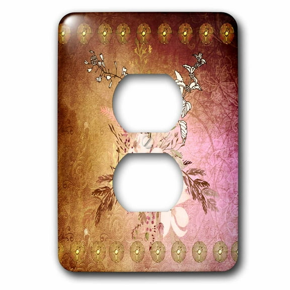 3dRose, Decorative floral design, vintage, 2 plug outlet cover