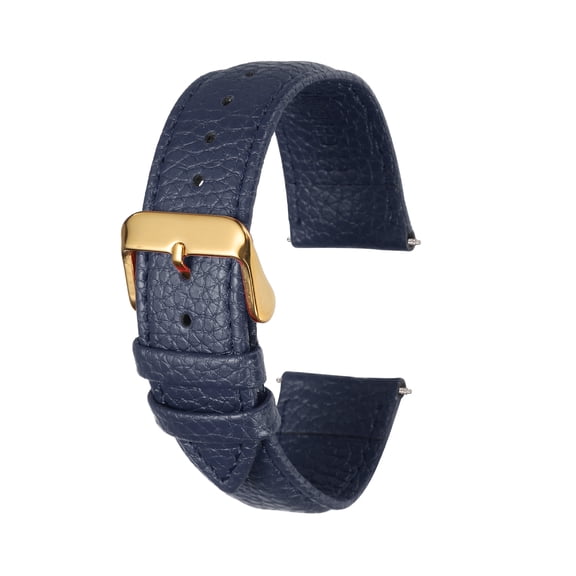 Uxcell Leather Watch Band 24mm Vintage Textured Padded Leather Watch Strap Quick Release Replacement Wristband with Stainless Steel Pin Buckle for Men and Women, Blue
