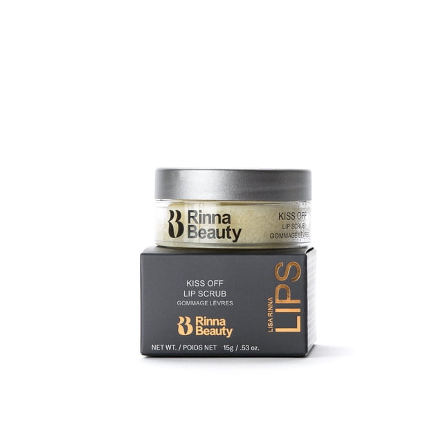 Rinna Beauty Kiss Off Lip Scrub - Exfoliante de labios para suavizar, nutrir e hidratar con aceite de coco, aceite de semilla de zanahoria, manteca de cacao, manteca de karité y azúcar natural, vegano