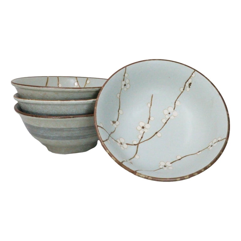 Set Of 4 Japan Made Sakura Cherry Blossoms Porcelain Ramen Soup