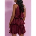 thumbnail image 5 of Womens Sleeveless Chiffon Dress with Ruffle Hem Elegant Evening Gown Party Maxi Dress Wine Red S (Wedding Guest Dresses Summer), 5 of 6