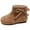 Brown, variant on Toddler Girls Fleece Lined Ankle Boots Bows Plush Slip On Winter Booties Wide Toe Box Non Slip Princess Shoes Brown Size 11 Little Child