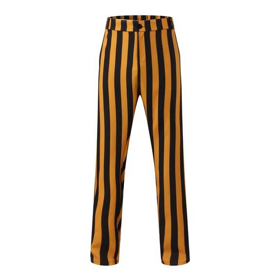 Gubotare Mens Workout Pants Trousers Striped Large Size Refreshing Comfortable Casual Trousers (Gold, M)
