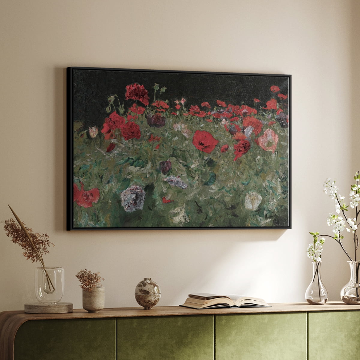 Vintage Botanical Print-XCV By Wexford Home Framed in Black Wood Gallery Wrapped Canvas 17 in. x 25 in.