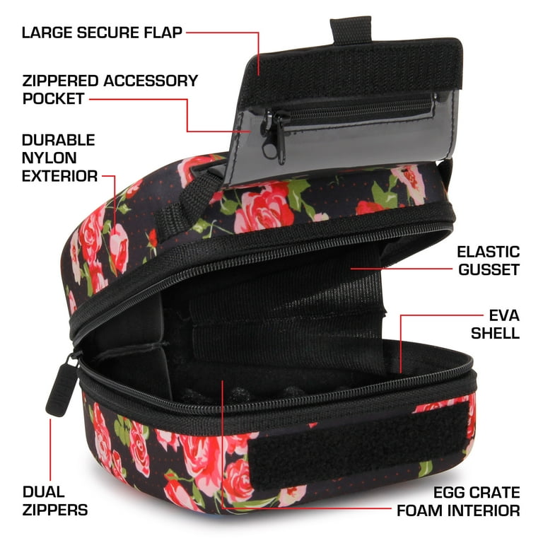 USA Gear Quick Access DSLR Hard Shell Camera Case (Floral