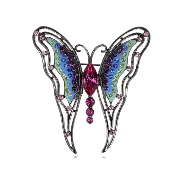 Ruby Red Bright Body Abstract Wing Butterfly Colorful Crystal Rhinestone Brooch