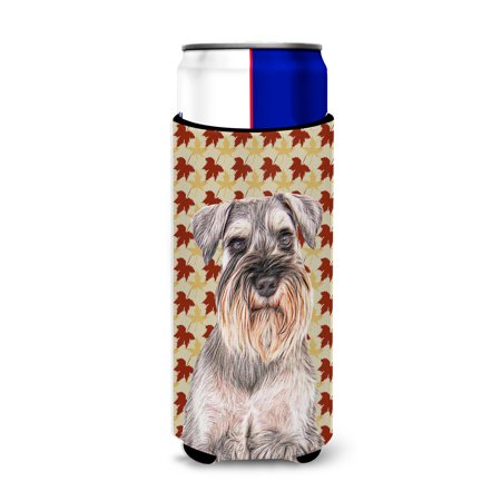 

Carolines Treasures KJ1207MUK Fall Leaves Schnauzer Ultra Hugger for slim cans Slim Can multicolor