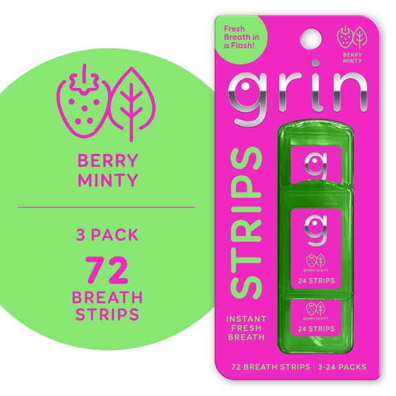 Grin Berry Minty Breath Strips - 72 ct