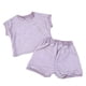thumbnail image 1 of Estilo de Verano Conjunto de Niños de Verano Color Sólido Raya Pantalones Cortos Casuales de Dos Piezas de Punto de Manga Corta Vestido de Verano Corto, 1 of 7