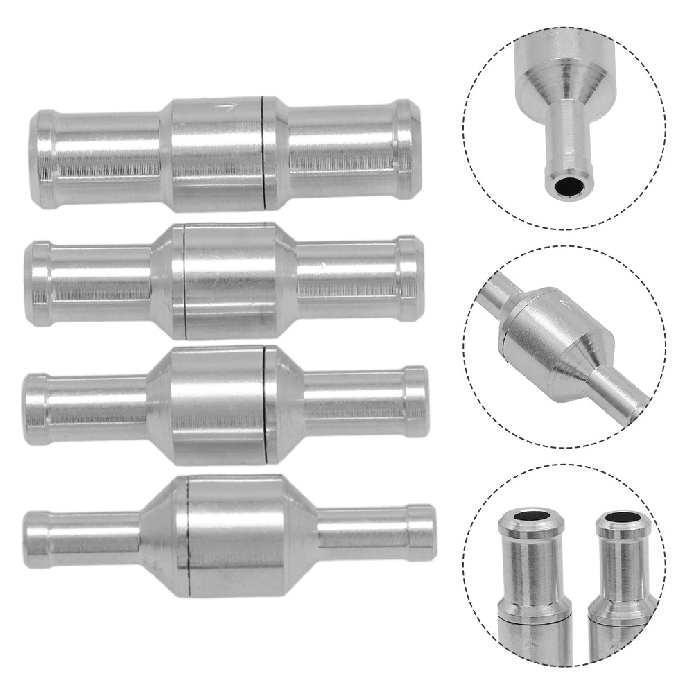 1/4" Fuel Check Valve One Way Inline Non Return Diesel Gasoline Silver 6mm 3Pcs