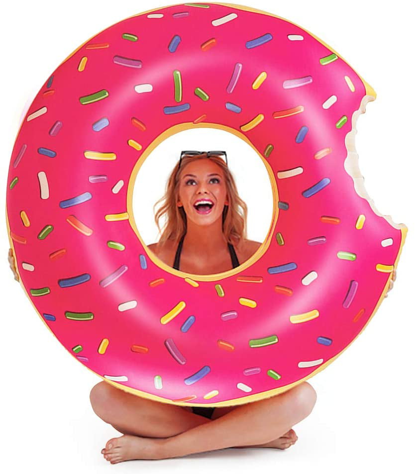 120cm Inflatable Donut Swim Ring Tube Pool Float Lounger Beach Swimming Lilo RLT 