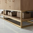 thumbnail image 2 of Vinnova Alistair 84" White Stone Top Oak Double Vanity Gold Frame with Mirror, 2 of 10