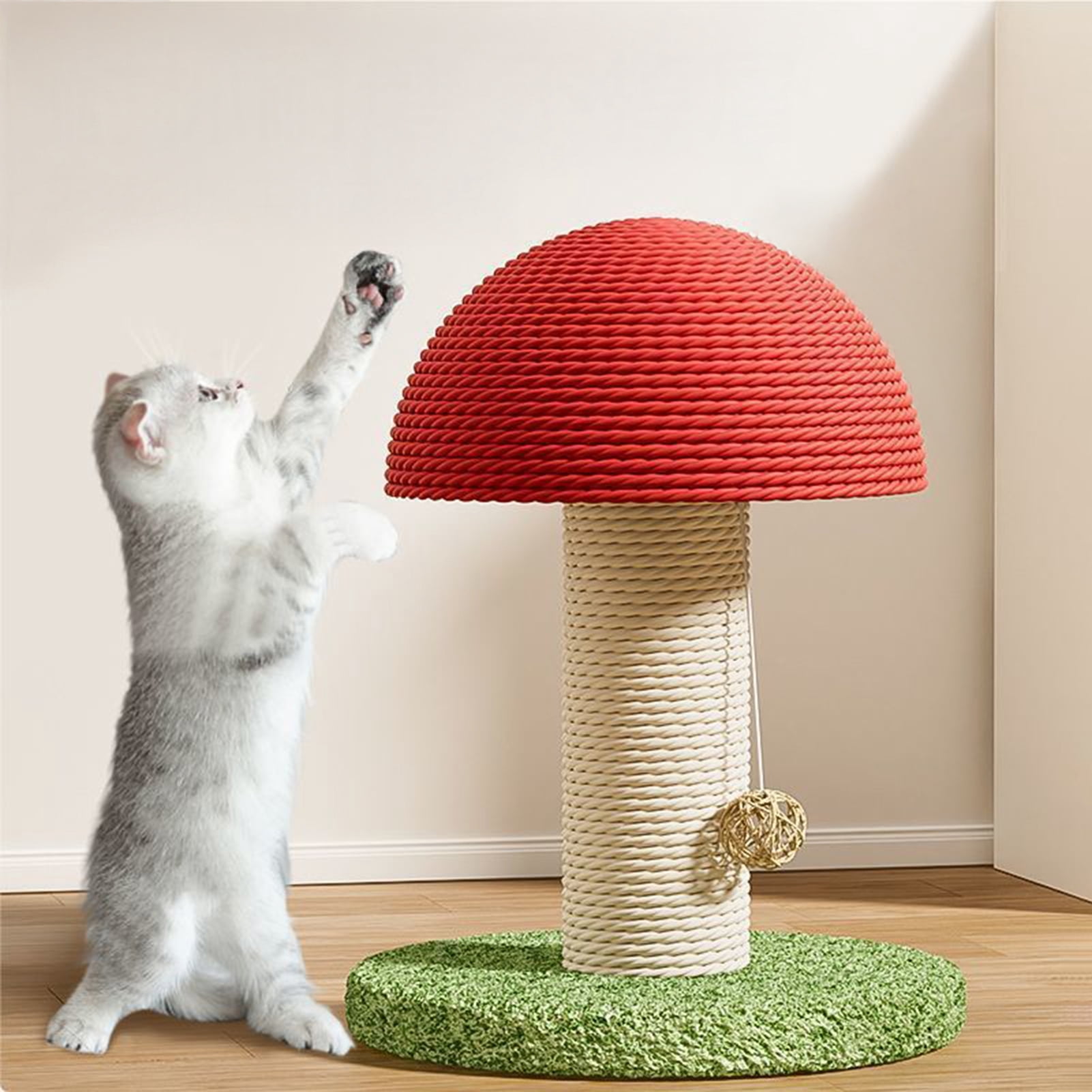 YIFAEUX Mushroom Cat Scratching Post Sisal Rope Mushroom Cat Scratcher Interactive Vertical Cat Climbing Tree And Scratching Toy for Indoor Kittens Adult Cats