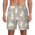 thumbnail image 2 of Goofa Rabbit And Flower Printed Men's Swim Trunks Board Shorts Quick Dry Mens Swimming Trunks with Compression Liner,Breathable Fit Hawaii Beach Shorts-Small, 2 of 9