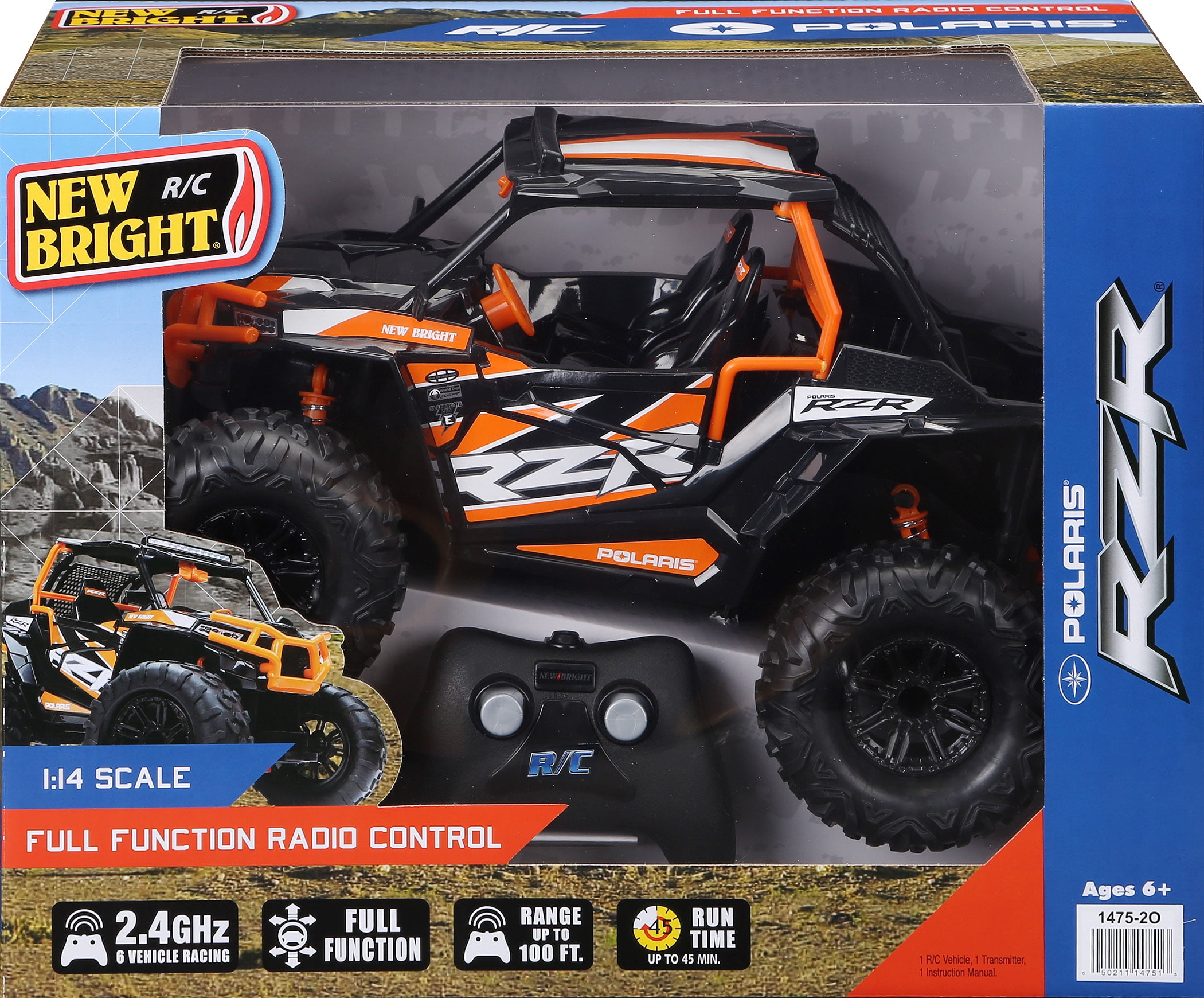 New Bright RC 1:14 Radio Control 2019 Polaris RZR - Orange