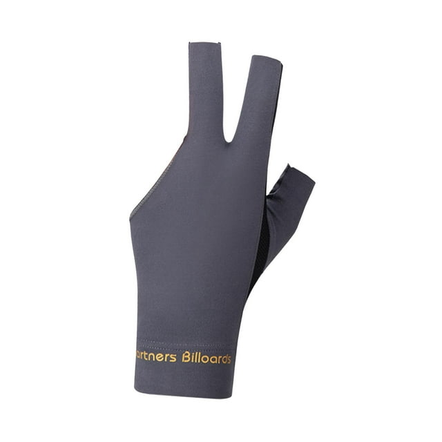 Guantes de billar de 3 dedos, manoplas de taco, antideslizantes, de poliéster transpirable. Gris