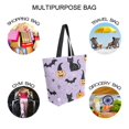 thumbnail image 7 of FORMRS Womens Canvas Tote Bag with Zipper Inner Pocket Shoulder Handbag, Light Purple Halloween Black Cat, 7 of 7
