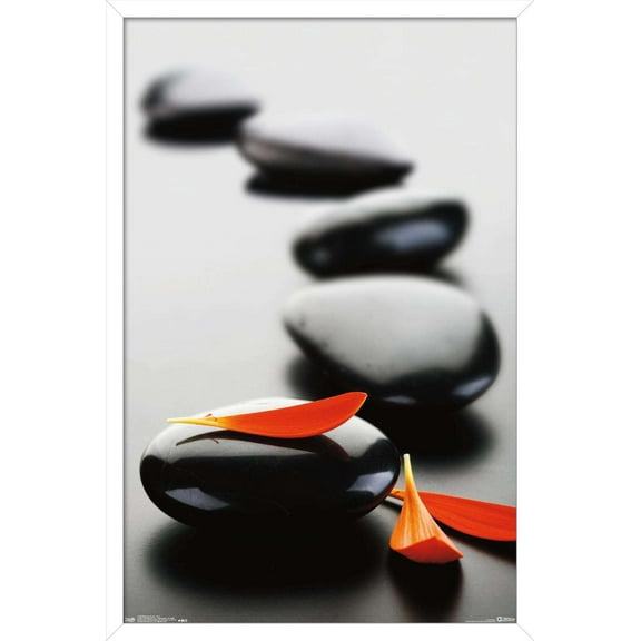 Massage Stones - Red Wall Poster, 14.725" x 22.375", Framed