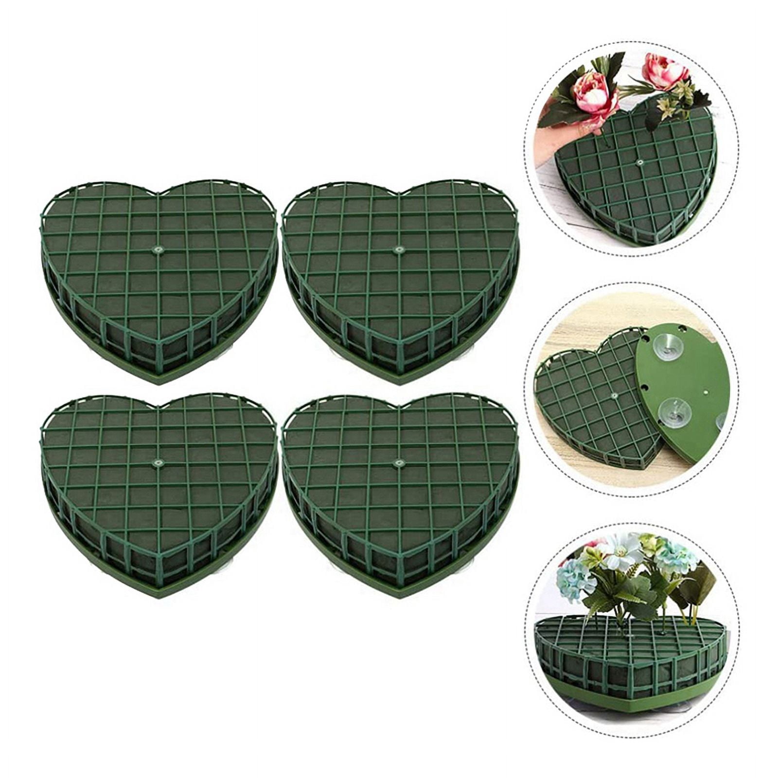 8Pcs Heart-Shape Floral Foam Blocks Green Flower Clay Heart Shaped Floral Bricks Artificial Floral Mud with Suction Cup
