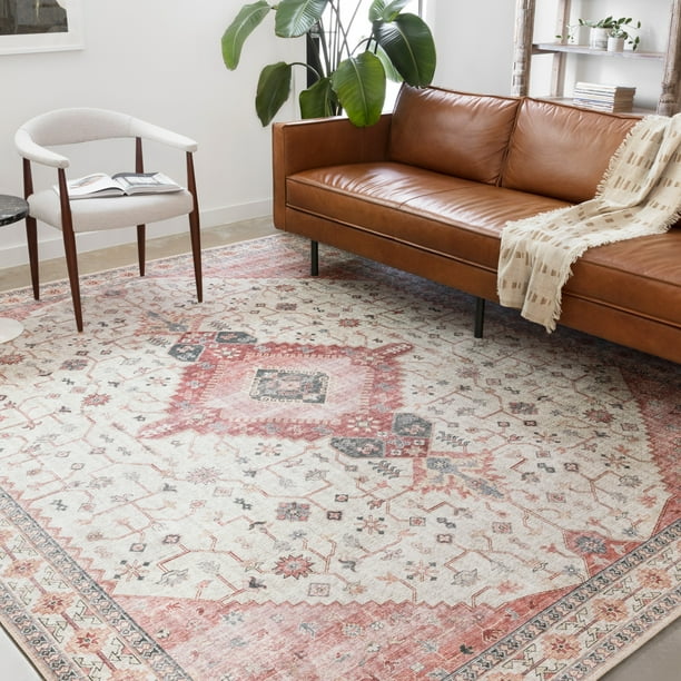 Alexander Home Leanne Traditional Distressed Printed Area Rug Walmart