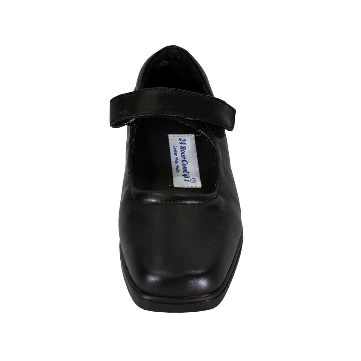 24 HOUR COMFORT Uma Women Wide Width Leather Mary Jane Style Shoes BLACK 5