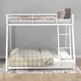 thumbnail image 2 of Kacho Bunk Bed, Twin Over Full Bunk Beds, Metal Bunk Bed Frame for Teens, Bunk Bed with Full-length Guardrails, for Bedroom Dorm, 3 Step Ladders, Easy to Assemble, No Box Spring Required, White, 2 of 7