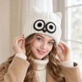 thumbnail image 5 of Women's Owl Ear Knit Beanie Hat Cute Animal Face Winter Warm Knitted Cap Fuzzy Lined Ski Hat for Fall Winter, 5 of 5