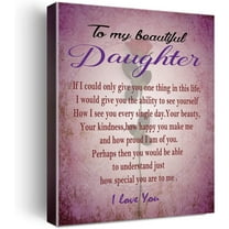Gifts for Daughter - Hangable Canvas Poem Prints Framed Poster Wall Art for Daughter from Mom-Meaningful Daughter Gifts,Daughter Home Bedroom Living Room Wall Decor- Beautiful Daughter