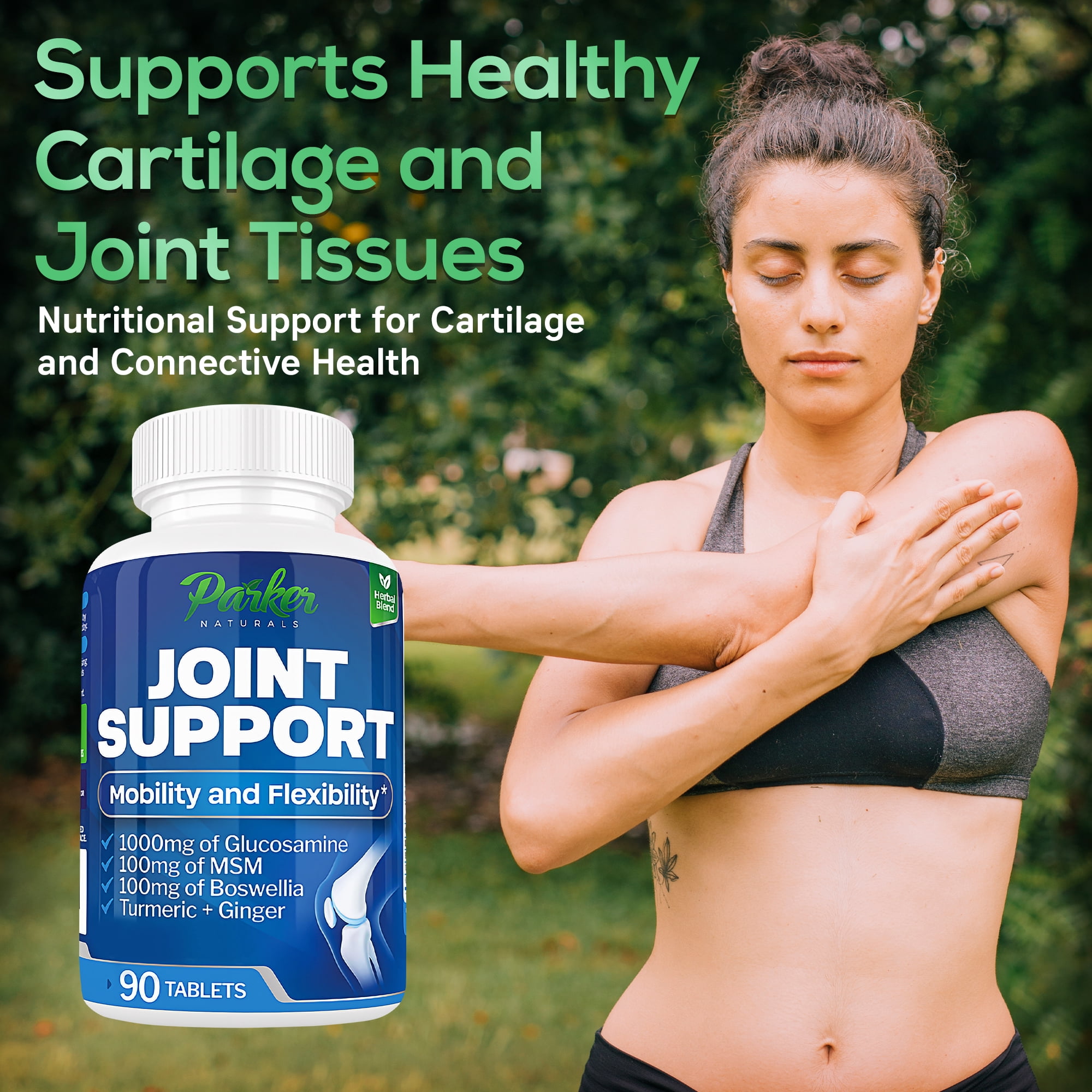 Parker Naturals Joint Support Supplement with Glucosamine, Chondroitin, Turmeric, MSM, and Boswellia for Joint Health, 90 Tablets
