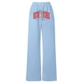 thumbnail image 4 of MAIHAN Girls Sweatpants Letter Print Casual Wide Leg Pants Loose Fit Straight Leg Trousers for Teen Youth Urban Street Style Baggy Pants(Blue,12-13 Years), 4 of 4