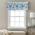thumbnail image 3 of Summer Sea Shell Valance Curtain Nautical Ocean Watercolor Starfish Coral Blue Wood Grain Window Valances Rod Pocket Short Curtains Window Treatments for Kitchen Bedroom Bathroom Laundry 60" x 18", 3 of 9