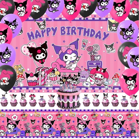 Globos decorativos para fiesta alusivos a Melody y Kuromi