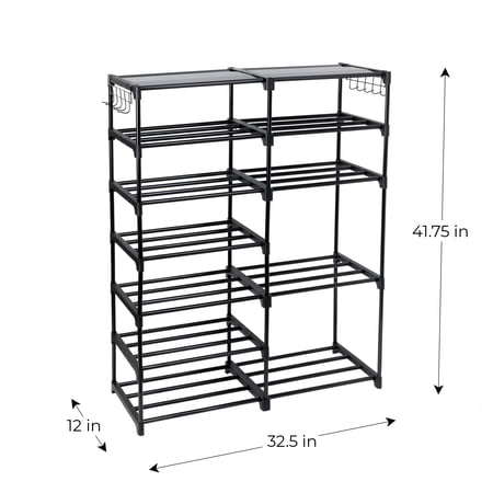 Mainstays 7-Tier Space-Saving Shoe Rack, Holds up to 21 Pairs, Black