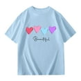 thumbnail image 5 of XEGLSBU Shirts for Girls 7-8 Size Kids Letter Printed Short Sleeve T Shirts Oversized Tops Casual Crewneck Basic Tees Light Blue-A Size 11-12 Years, 5 of 5