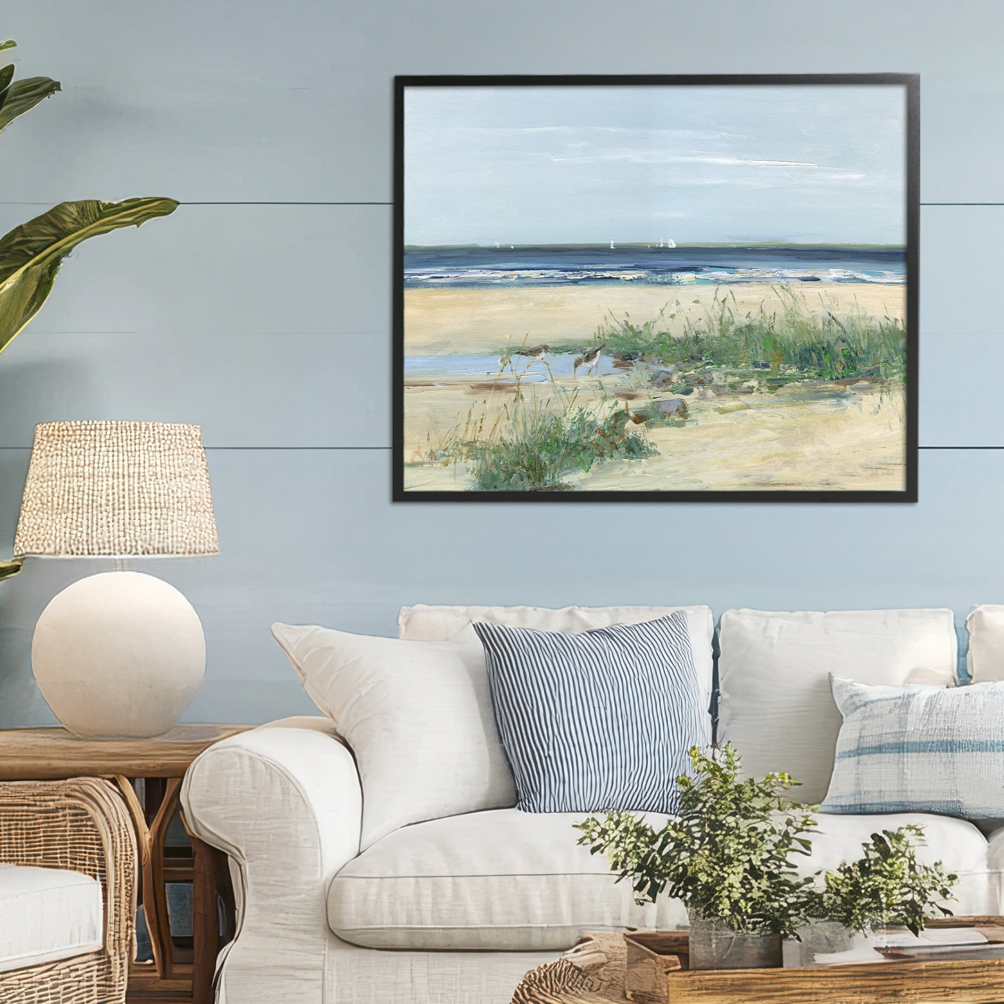 Stupell Industries Beach Marsh Sandpipers Black Framed Giclee Art, design by Sally Swatland