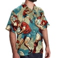 thumbnail image 2 of Football Men's Short Sleeve Button Down Beach Shirts, Casual Printed Summer Unisex Tops, 2 of 6