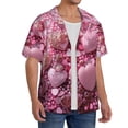 thumbnail image 4 of Fotbe Pink Glitter Heart Candy print Short Sleeve Button Down Shirts for Men Casual Summer Beach Wrinkle Free Shirt-Large, 4 of 7